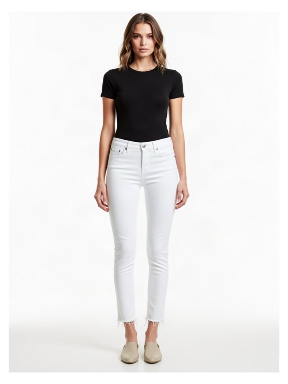 7 For All Mankind Roxanne Ankle Skinny Jeans White Size 31 NWT